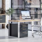 psací stůl s dřevěnou deskou bílý