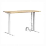 Bílý výškově nastavitelný stůl s plochou deskou. Slim 140x70
