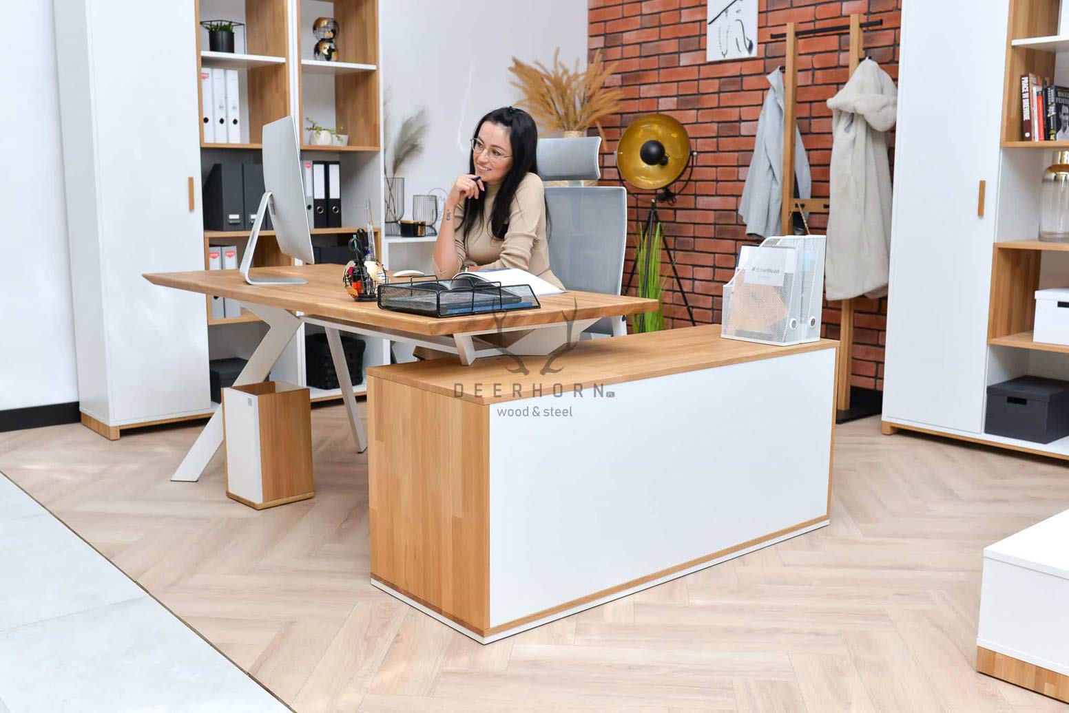 white_cross_desk_with_drawers (bílý křížový stůl se zásuvkami) bílý rohový psací stůl se zásuvkami