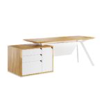 Bílý stůl s dřevěnou deskou loft industrial Active 180x70cm