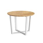 Kulatý stůl s dřevěnou deskou s podříznutím. Průměr 100 cm