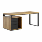 Krátký psací stůl s dřevěnou deskou pro malou kancelář "loft office plus" levá strana