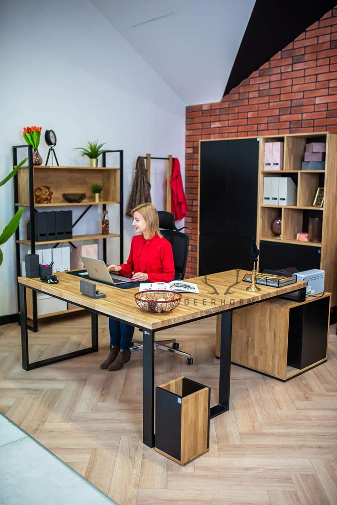 desk_overhead_with_container rohový psací stůl s podstavcem