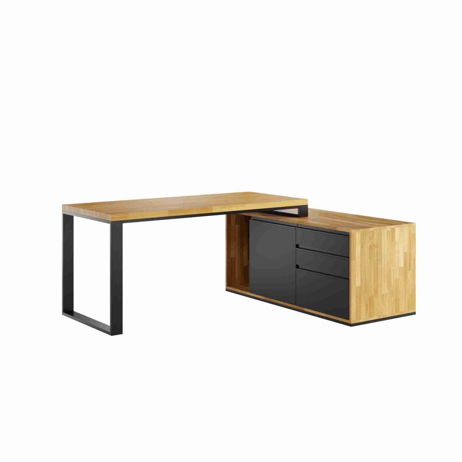 Desk_Office_Plus_160cm_black_container_right Stůl Loft Office Plus, pravý 160 cm