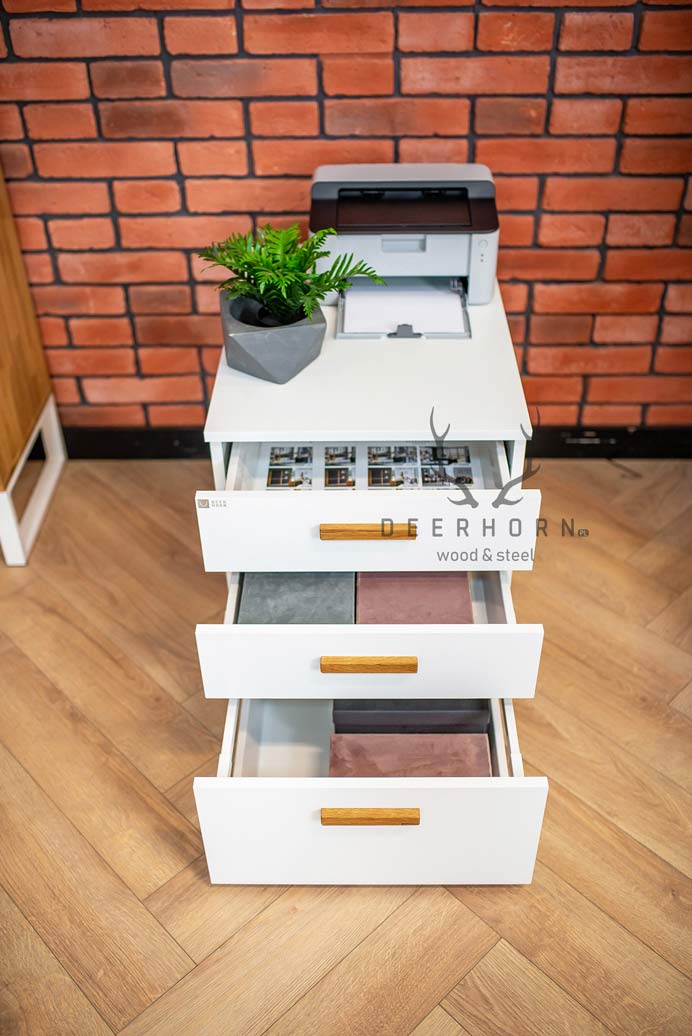kontejner pod stůl-bílý podstavec pod stůl bílý