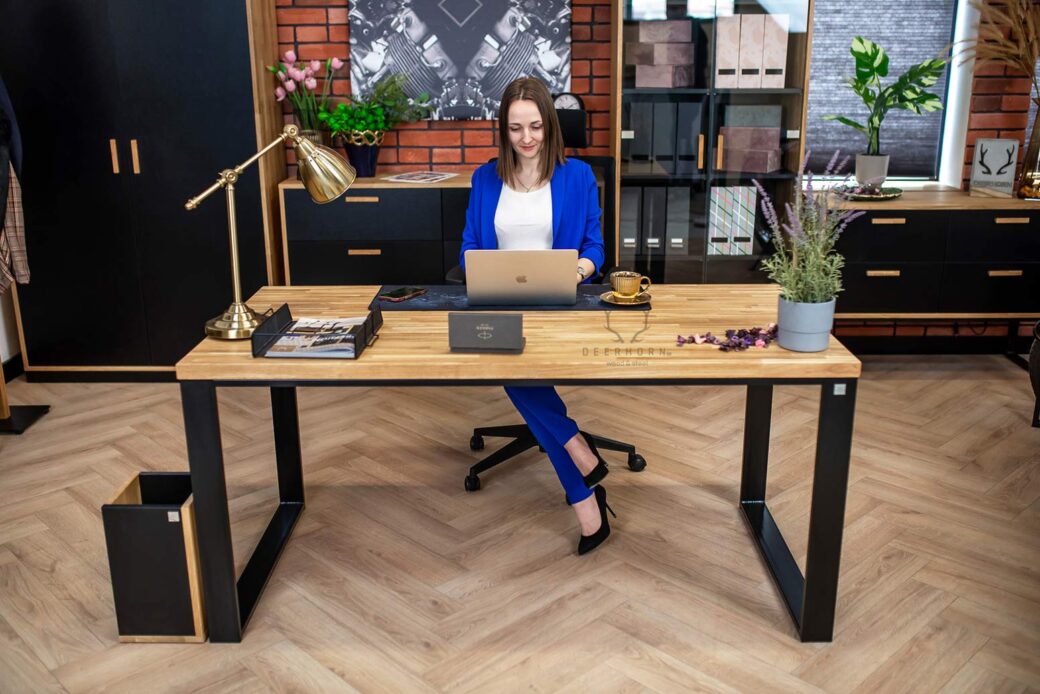 Psací stůl s dubovou deskou Loft Office 160 | Deerhorn meble