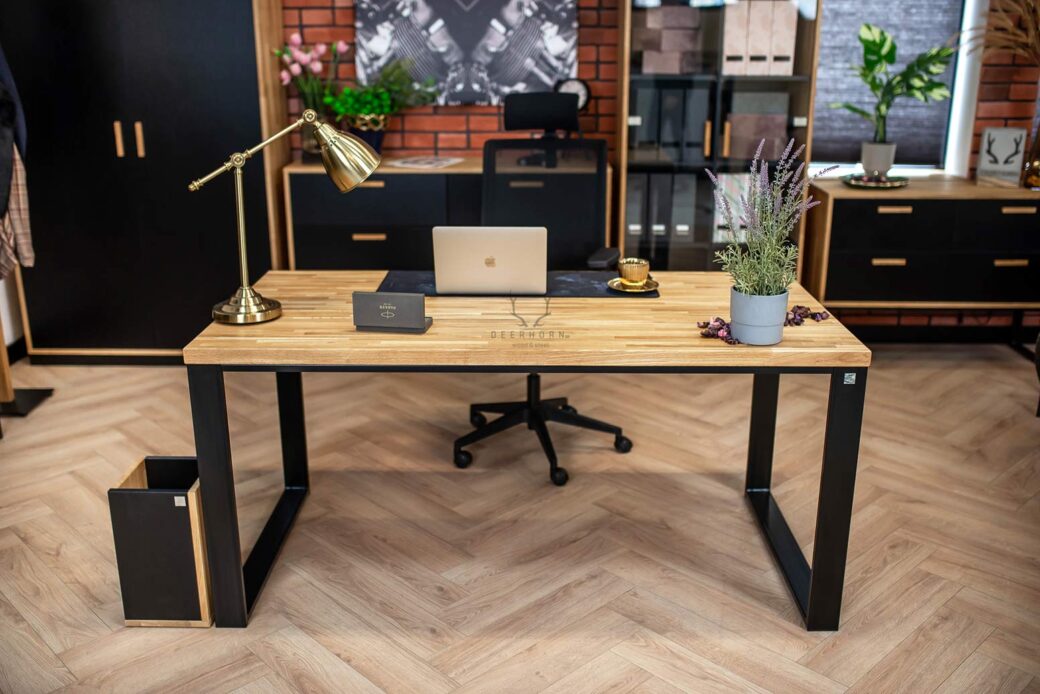 Psací stůl s dubovou deskou Loft Office 160 | Deerhorn meble