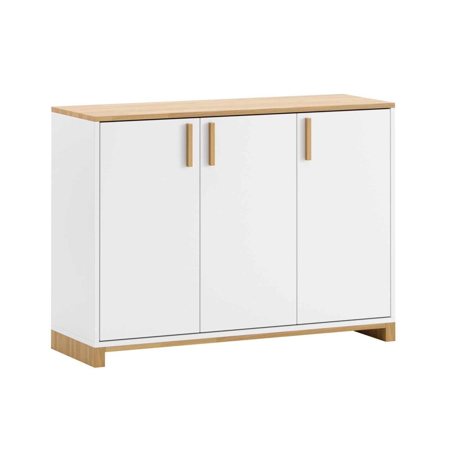 bílá dřevěná třídveřová komoda skandinávský loft