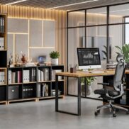 meble czarne do biura modern office