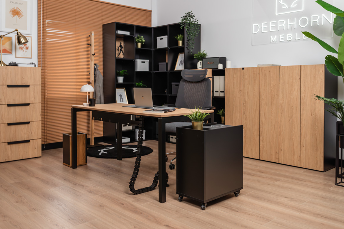 Moderní nábytek-skříně-Deerhorn-in-black-wood-styled Moderní kancelářský nábytek Deerhorn v černo-dřevěném provedení